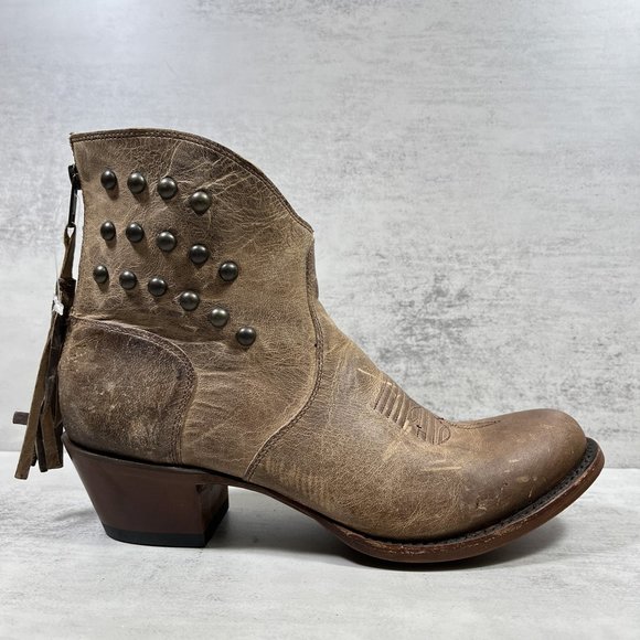 Shyanne Leather Studded Ankle Western Boots - Women's Size 8.5 - Picture 3 of 11